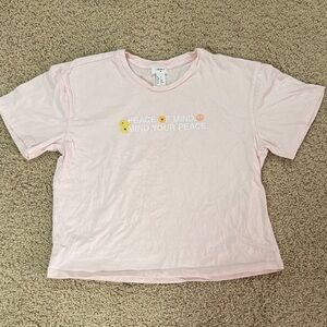 Forever 21 Light Pink Kids Tee with Peace Graphic girls size S